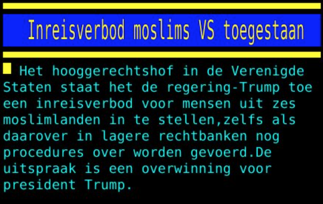 teletekst inreisverbod moslims